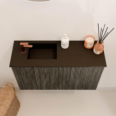 Mondiaz JOYA 70cm toiletmeubel - kleur Shadow - Wastafel FAYE positie Links 1 kraangat kleur Urban.