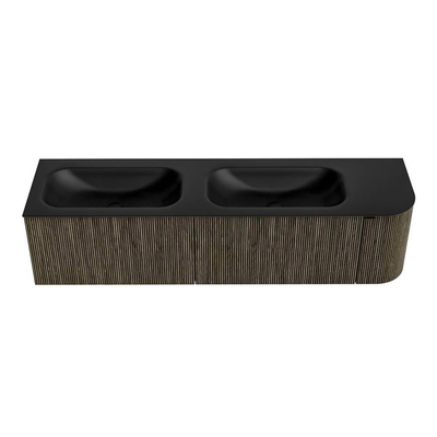 Mondiaz KURVE Badkamermeubelset - 175x46x40cm - 2 lade - 1 deur - wastafel solid surface - dubbel / links - zonder kraangat - Shadow