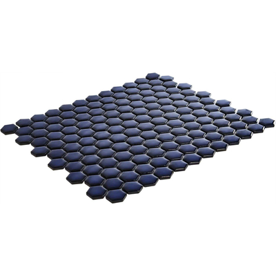 The Mosaic Factory Barcelona mozaïektegel - 26x30cm - wandtegel - Zeshoek/Hexagon - Porselein Cobalt Blue Glans