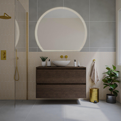 Saniclass Holz Atelier Badkamermeubelset - 100x45x60cm - 2 lades - topblad - Eiken charcoal