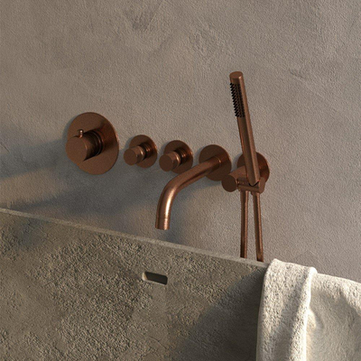 Brauer Copper Edition Mitigeur bain encastrable thermostatique vec bec et douchette stick avec partie encastrable Cuivre brossé PVD