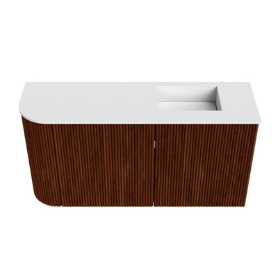 Mondiaz JOYA 81.6cm toiletmeubel - ronding links kleur Ruby - Wastafel FAYE positie Rechts 1 kraangat kleur Talc.