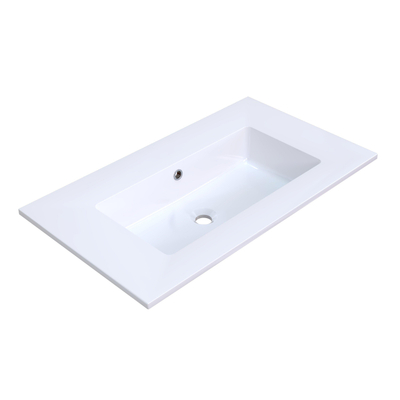 Arcqua Mira Inbouw Wastafel - 81x46x1.5cm - enkele wasbak - zonder kraangat - cast marble - glans wit