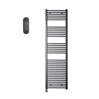 Sanicare HVS Radiateur électrique - 172x45cm - 920W - avec télécommande - thermostat - chrome - en bas à gauche - gunmetal (anthracite)