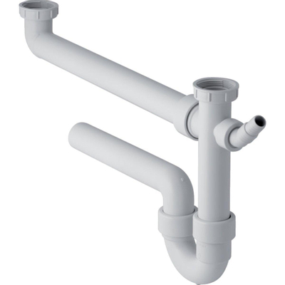 Geberit buissifon - voor spoeltafel - met 2 bakken - met afvoerbocht - 6/4" - D - 40mm - extra lang - wit
