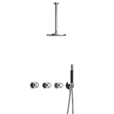 Hotbath Cobber @Work Regendoucheset - inbouw - 30cm plafondarm - 20cm ronde hoofddouche - staafhanddouche - chroom