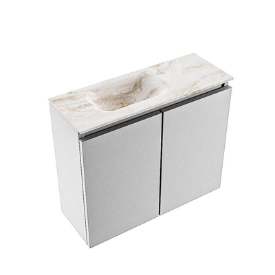 MONDIAZ TURE-DLUX 60cm toiletmeubel Plata. EDEN wastafel Frappe positie links. Met 1 kraangat.