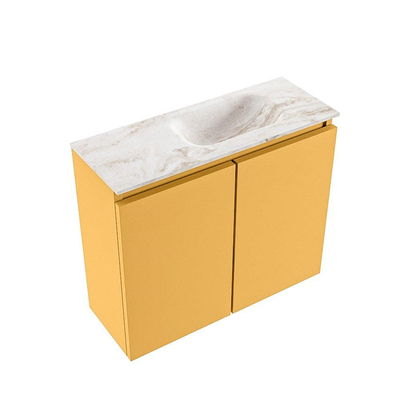 MONDIAZ TURE-DLUX 60cm toiletmeubel Ocher. EDEN wastafel Frappe positie rechts. Zonder kraangat.