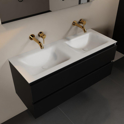 Mondiaz Aivy ensemble de meubles de salle de bains - 120x45x50cm - 0 trous de robinet - 2 lavabos talc Solid surface - Gauche et droite - 2 tiroirs - Avec miroir - MDF Urban