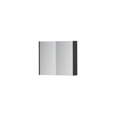 INK SPK1 Spiegelkast - 70x14x60cm - 2 deuren - dubbelzijdige Spiegel - schakelaar en stopcontact - MDF lak wit hoogglans