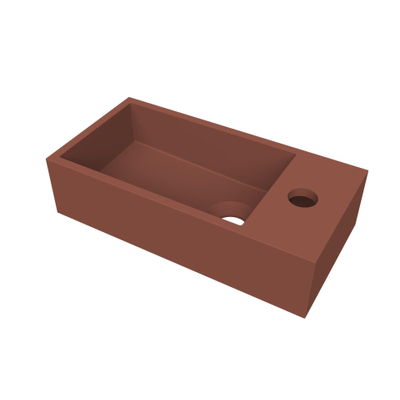Arcqua Flair lave-mains - 36x18x9cm - marbre de synthèse - 1 trou de robinet - à droite - terracotta mat