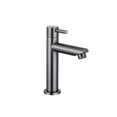 QeramiQ Fuente Ensemble de lavabo - 40x21.5x12cm - gauche - nervuré - demi-rond - 1 trou de robinet - céramique - robinet de lavabo gunmetal - bouchon de vidange - siphon abaissé - beige