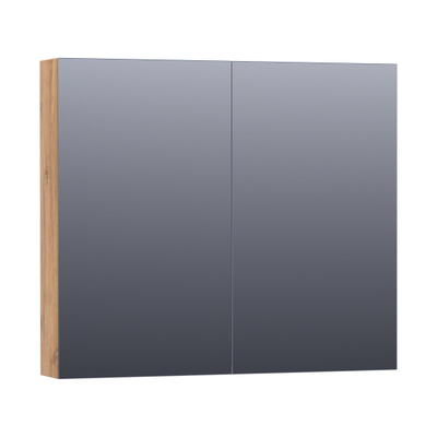 BRAUER Impress Deluxe armoire de toilette – 80 x 70 x 15 cm – LED directe – 2 portes, portes-miroir double face – Chateau