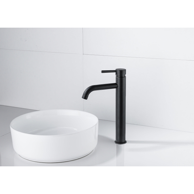 Fortifura Calvi Wastafelkraan - 33.9cm - verhoogd - opbouw - mat zwart SHOWROOMMODEL