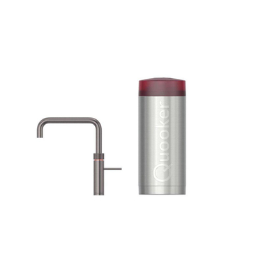 Quooker BE Fusion Square robinet d'eau bouillante - bec pivotant - réservoir Combi+ - Eau chaude / eau bouillante - Gun metal