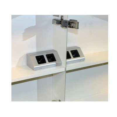 Sanicare prise de courant double en saillie gris argenté