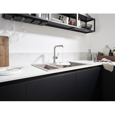 Hansgrohe Talis m54 - 1 greeps keukenmkr - 270 uittrekb uitloop - sbox - rvs- look (rvs)