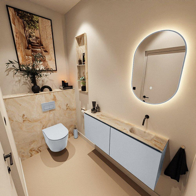 MONDIAZ TURE-DLUX 120cm toiletmeubel Clay. EDEN wastafel Frappe positie rechts. Zonder kraangat.