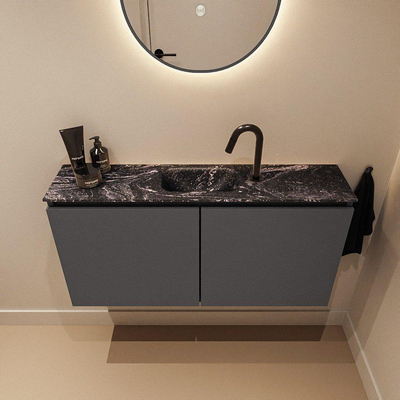 MONDIAZ TURE-DLUX 100cm toiletmeubel Dark Grey. EDEN wastafel Lava positie midden. Met 1 kraangat.