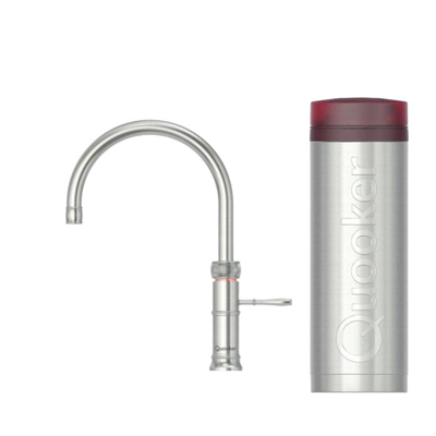 Quooker BE Classic Fusion Round kokendwaterkraan - draaibare uitloop - PRO3 reservoir - Warm / kokend water - RVS