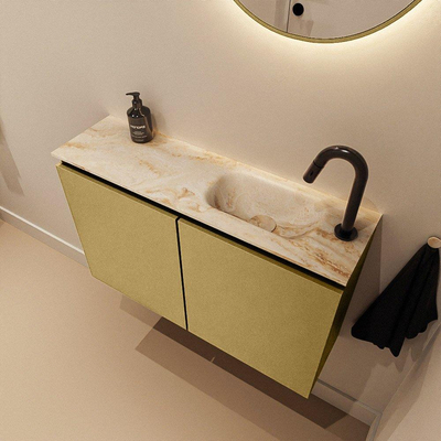 MONDIAZ TURE-DLUX Meuble toilette - 80cm - Oro - EDEN - vasque Frappe - position droite - 1 trou de robinet