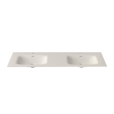 Saniclass Flow Lavabo-meuble - 161 x 46 x 1,5 cm - avec trop-plein - 2 cuves - 2 trous de robinetterie - solid surface - blanc mat