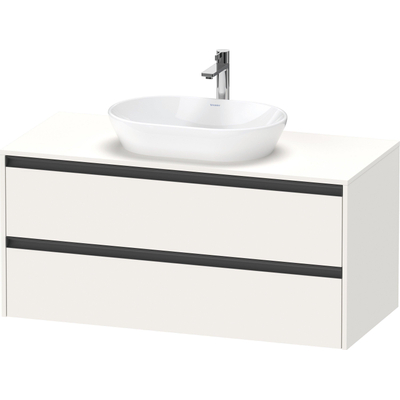 Duravit Ketho.2 Wastafelonderbouwkast - inclusief consoleplaat - met 2 laden - 120x55x56.8cm - met handgrepen antraciet - wit supermat
