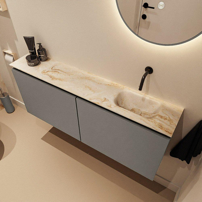 MONDIAZ TURE-DLUX Meuble WC 120cm Smoke. EDEN lavabo Frappe position droite. Sans trou de robinet.