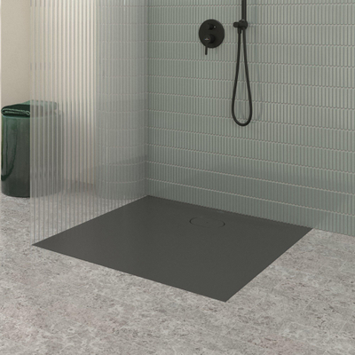 Villeroy & Boch Ecora douchebak - 100x90x3.5cm - afvoer lange zijde - anthracite (antraciet)