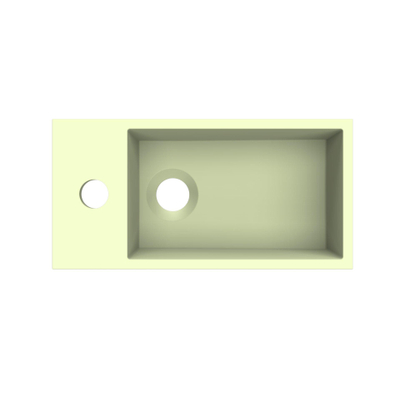 Arcqua Flair fontein - 36x18x9cm - cast marble - 1 kraangat - links - mat pastel groen