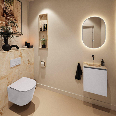 MONDIAZ TURE-DLUX Meuble WC 40 cm Cale. EDEN lavabo Frappe position milieu. Sans trou de robinet.