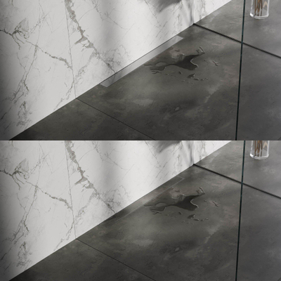 Brauer Caniveau de douche - 70x7.5cm - bride murale - grille à carreler réversible - inox - inox - inox brossé