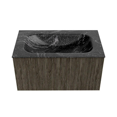 Mondiaz KURVE-DLUX Badkamermeubelset - 80x46x40cm - 1 lade - wastafel solid surface - midden - 1 kraangat - Shadow