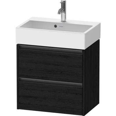 Duravit Ketho 2 Meuble sous-lavabo - 2 tiroirs - 58.4x39x54.9cm - poignées anthracite - chêne noir mat