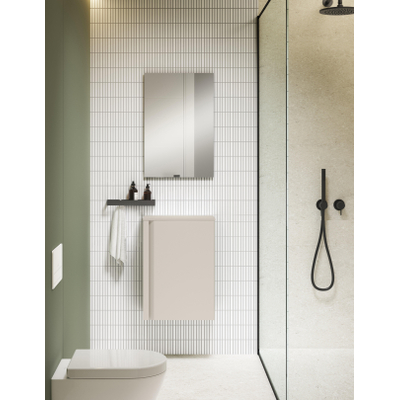 Fugaflow Eccelente Pietra Meuble sous-lavabo pour lavabo-fontaine - 40 x 55 cm - 1 porte - avec plateau supérieur - coton mat (beige)