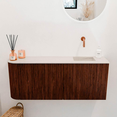 Mondiaz JOYA-DLUX 101.6cm toiletmeubel - ronding links kleur Ruby - Wastafel FAYE positie Rechts Zonder kraangat kleur Meli.
