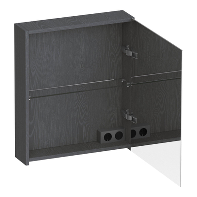 BRAUER Impress armoire de toilette - 60x70x15cm - sans éclairage - avec 1 porte de miroir double face à ouverture à droite - Timber Grey