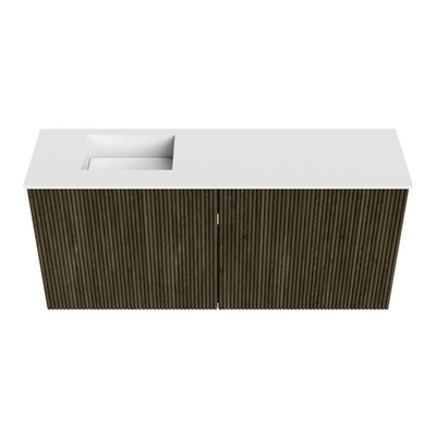 Mondiaz JOYA 90cm toiletmeubel - kleur Shadow - Wastafel FAYE positie Links 1 kraangat kleur Talc.