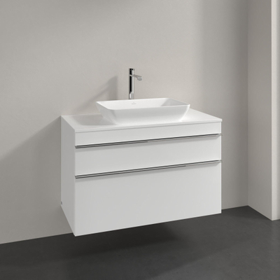 Villeroy & Boch Venticello Meuble sous lavabo 95.7x50.2x60.6cm avec 2 tiroirs pour lavabo à poser central blanc brillant