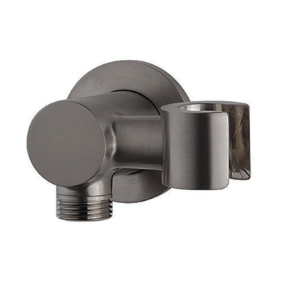 Wiesbaden UniMatch coude mural avec support de douchette inclinable rond 1/2" gunmetal PVD