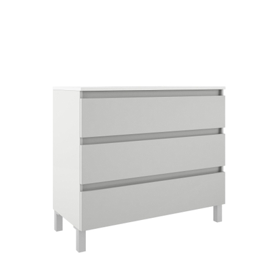 Saniclass Chaci PLUS Meuble de salle de bain - 100x86x46cm - lavabo en céramique blanc - 1 vasque - sans trous de robinet - 3 tiroirs - miroir rectangulaire - blanc mat