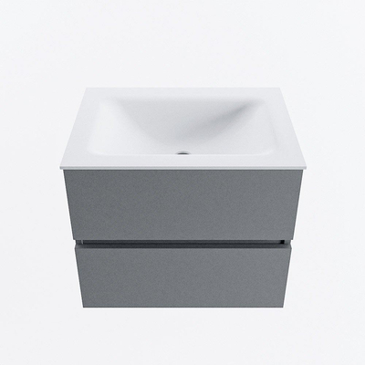 Mondiaz VICA Ensemble de meuble de salle de bain - 60cm - meuble sous-vasque plata - 2 tiroirs - lavabo cloud milieu - 1 trou de robinet - version haute de 60cm - talc