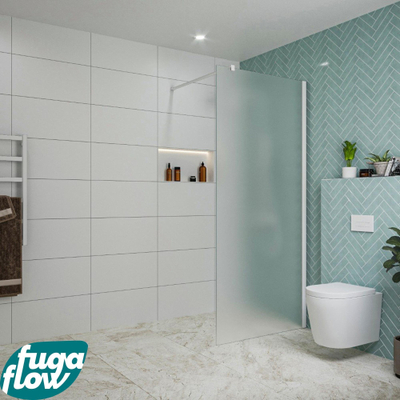 FugaFlow Eccelente Vetro Douche à l'italienne - 90x200cm - verre satiné - Blanc mat