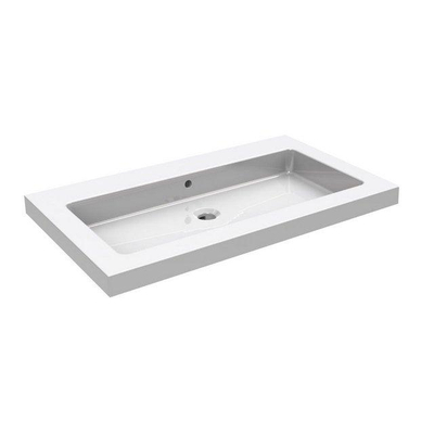 Wiesbaden Kera lavabo simple sans trou de robinet 80x46x5 cm céramique brillant blanc