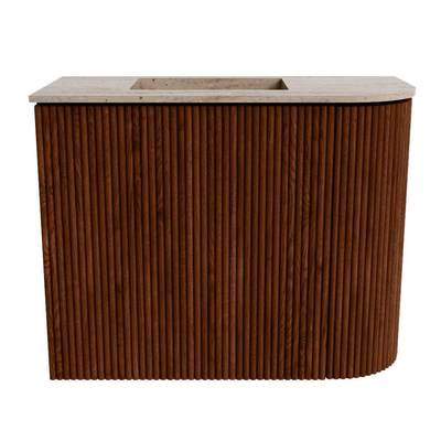 Mondiaz JOYA-DLUX 51.6cm toiletmeubel - ronding rechts kleur Ruby - Wastafel FAYE positie Links 1 kraangat kleur Saba.