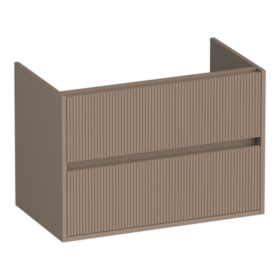 BRAUER Adore Wavy wastafelonderkast 80 2 softclose lades - greeploos - 1 sifon uitsparing - mat mokka