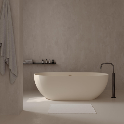 Ideavit Solidera Baignoire autoportante - 170x80x55 - solid surface - ovale - pieds réglables - crème mat