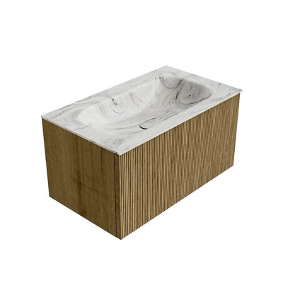 Mondiaz KURVE-DLUX Badkamermeubelset - 80x46x40cm - 1 lade - wastafel solid surface - midden - zonder kraangat - Dusk