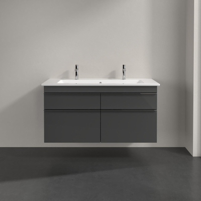Villeroy & Boch venticello wastafelonderkast - 115.3x59cm 4x lade - glans grijs