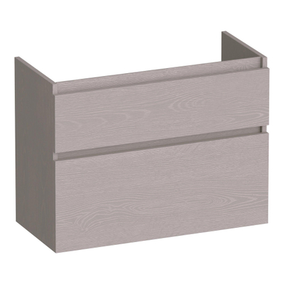 BRAUER Delight wastafelonderkast ondiep - 80x39x60cm - 2 softclose lades - greeploos - 1 sifon uitsparing - Timber Greige